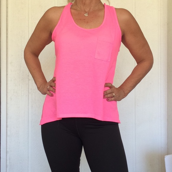 HOT PINK SHEER BACK TANK TOP MEDIUM - Picture 1 of 6
